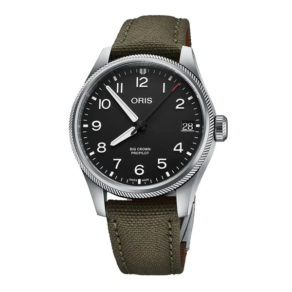 Orologio ORIS ProPilot Big Crown Big Date quadrante nero cinturino in tessuto verde 01 751 7761 4164-07 3 20 03LC