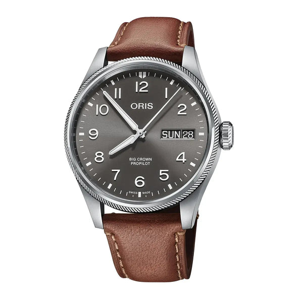 Orologio ORIS ProPilot Big Crown Big Day Date quadrante grigio cinturino in pelle marrone 01 752 7760 4063-07 5 22 07LC