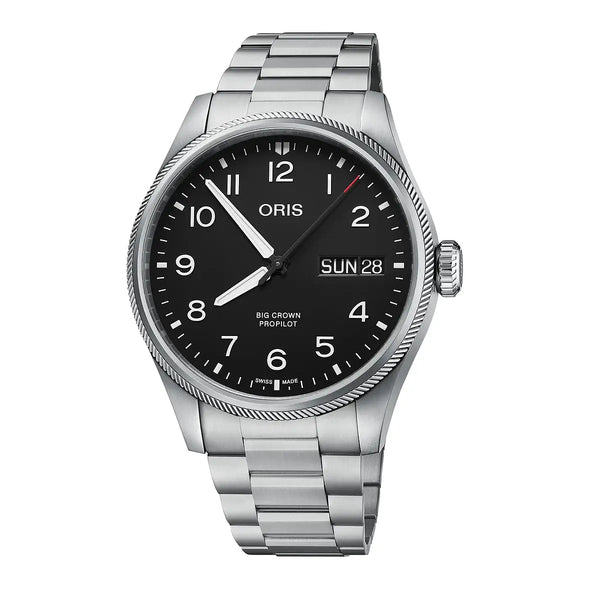 Orologio ORIS ProPilot Big Crown Big Day Date quadrante nero bracciale in acciaio 01 752 7760 4164-07 8 22 08