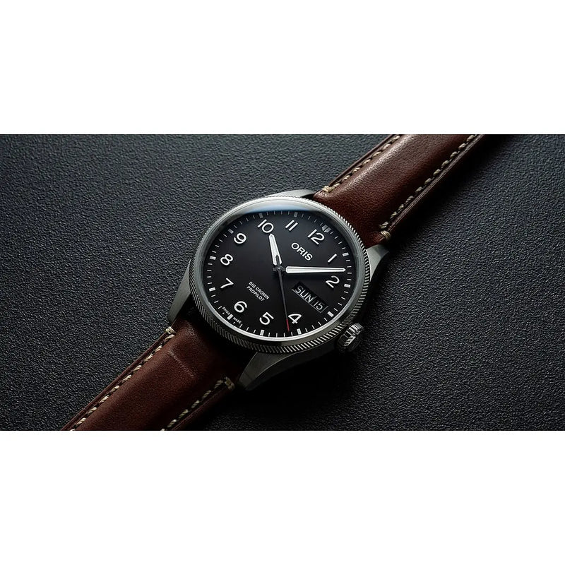 Orologio ORIS ProPilot Big Crown Big Day Date quadrante nero cinturino in pelle marrone 01 752 7760 4164-07 5 22 07LC dettaglio 3