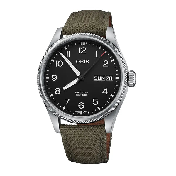 Orologio ORIS ProPilot Big Crown Big Day Date quadrante nero cinturino in tessuto verde 01 752 7760 4164-07 3 22 02LC