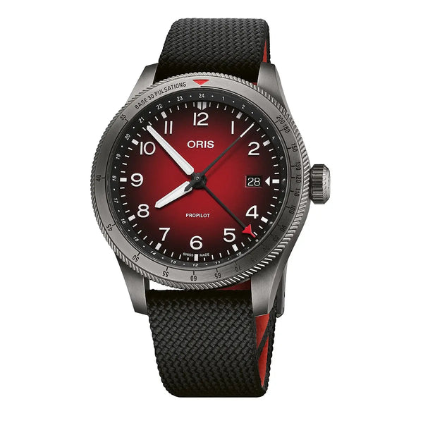 Orologio ORIS ProPilot GMT quadrante rosso cinturino in tessuto nero 01 798 7773 4268-07 3 20 14GLC