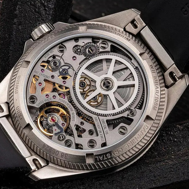 Orologio ORIS ProPilot X Calibre 115 quadrante grigio cinturino in pelle nero 01 115 7759 7153-Set5 22 04TLC dettaglio