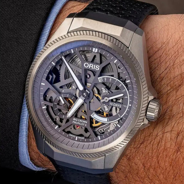 Orologio ORIS ProPilot X Calibre 115 quadrante grigio cinturino in pelle nero 01 115 7759 7153-Set5 22 04TLC
