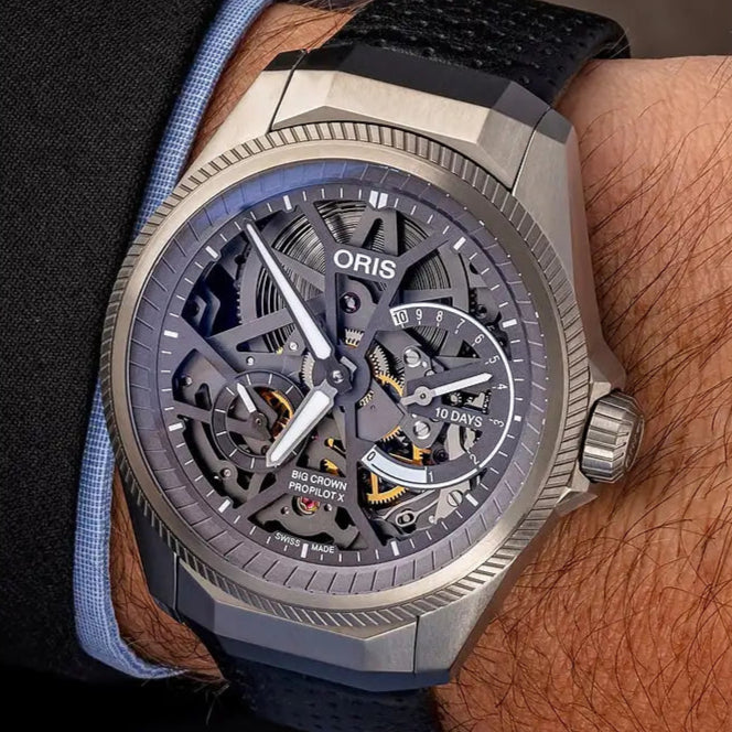 Orologio ORIS ProPilot X Calibre 115 quadrante grigio cinturino in pelle nero 01 115 7759 7153-Set5 22 04TLC