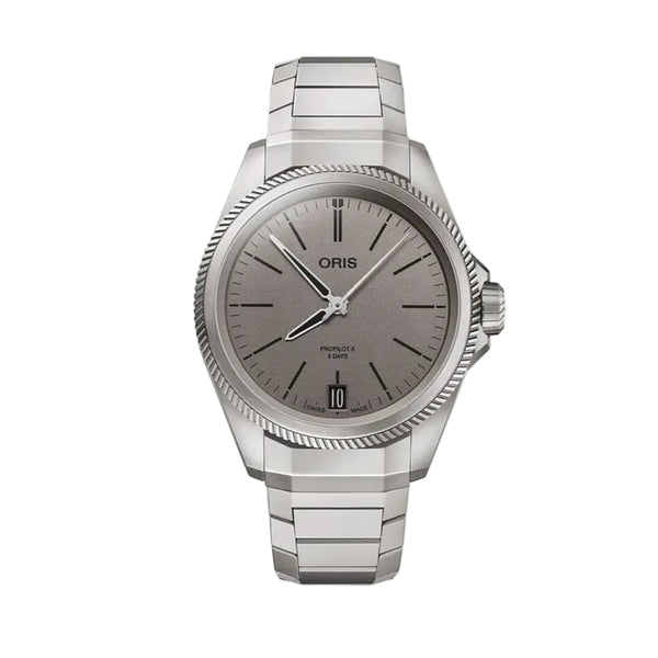 Orologio ORIS ProPilot X Calibre 400 quadrante grigio bracciale in titanio 01 400 7778 7153-07 7 20 01TLC dettaglio 4