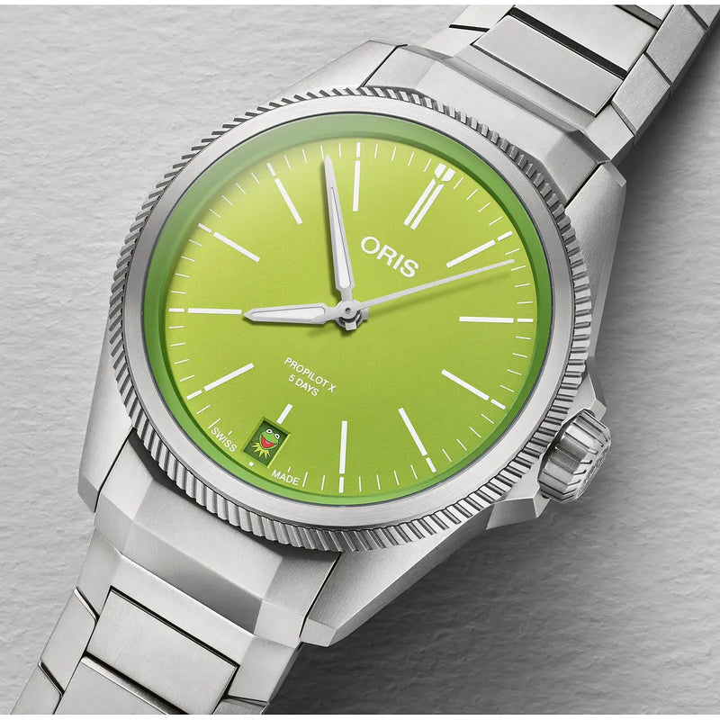 Orologio ORIS ProPilot X Kermit quadrante verde bracciale in titanio 01 400 7778 7157-Set dettaglio