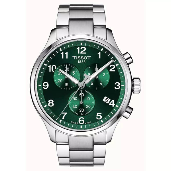 Orologio TISSOT al Quarzo Crono Uomo Cassa e Cinturino in Acciaio Quadrante Verde T1166171109200