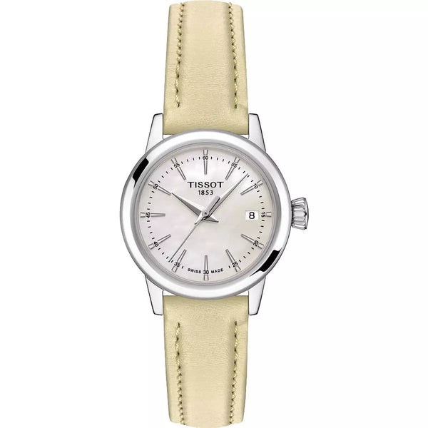 Orologio al Quarzo Tissot da Donna con Cassa in Acciaio Quadrante Madreperla Cinturino in Pelle Beige T1292101611100