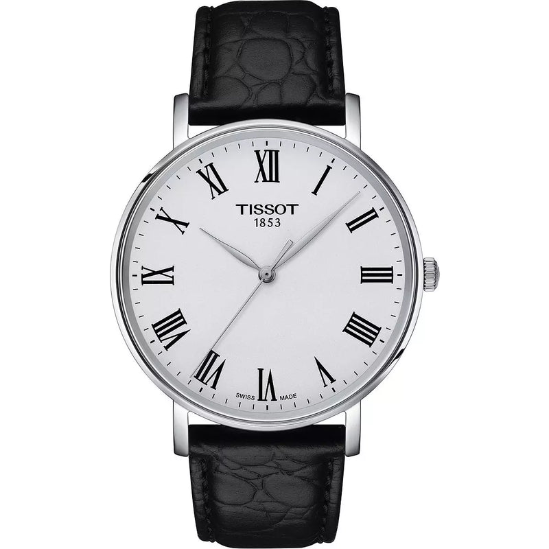 Orologio al Quarzo Tissot Unisex con Cassa in Acciaio Quadrante Argento Cinturino in Pelle Nero T1434101603300