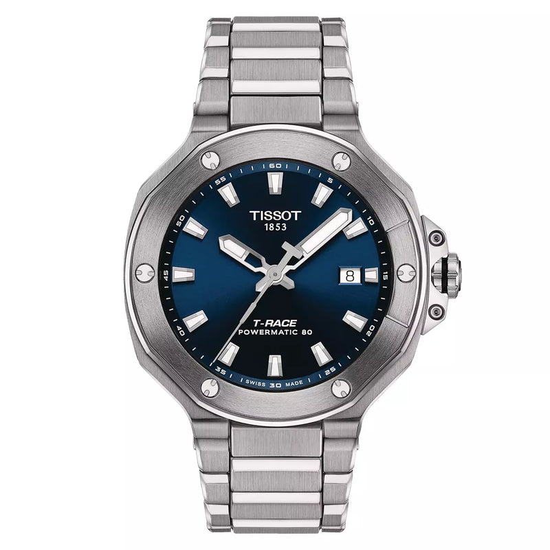 Orologio Tissot T-Race Powermatic 80 Cassa e Cinturino in Acciaio Quadrante Blu T1418071104100