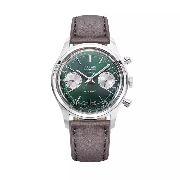 Vulcain Chronograph 70's Verde 640109A90.BAC213 Manuale 640109A90.BAC213 con bracciale Grigio