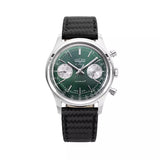 Vulcain Chronograph 70's Verde 640109A90.BAC243 Manuale 640109A90.BAC243 con bracciale Pelle nera carbonio