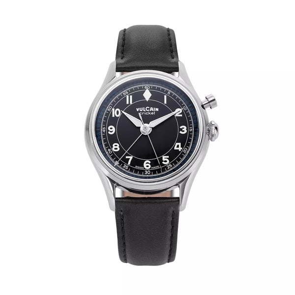 Vulcain Cricket Classique 36mm Nero Bianco Blu 100269B07.BAC301 Manuale 100269B07.BAC301 con bracciale Nero piano