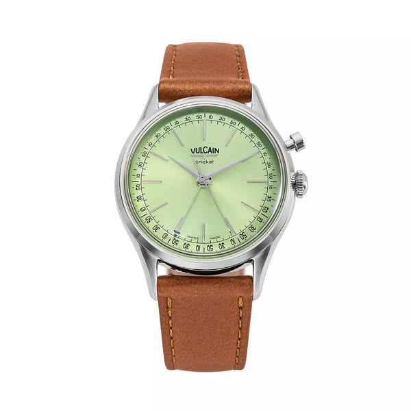 Vulcain Cricket President 36mm Verde Pistacchio 100172A90.BAC307 Manuale 100172A90.BAC307 con bracciale Fondo cassa in Acciaio