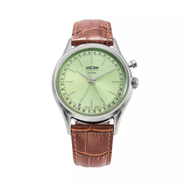 Vulcain Cricket President 36mm Verde Pistacchio 100172A90.BAL307 Manuale 100172A90.BAL307 con bracciale Alligatore marrone (Cites)