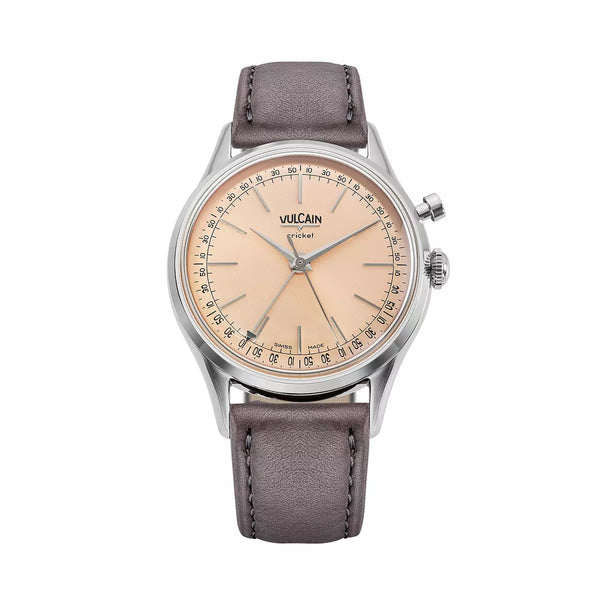 Vulcain Cricket President 39mm Rosa Salmone 100173A80.BAC213 Manuale 100173A80.BAC213 con bracciale Fondello grigio