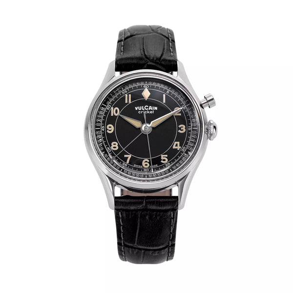 Vulcain Cricket Tradition classique 39mm Nero Khachi numeri 100168B97.BAL248 Manuale 100168B97.BAL248 con bracciale Alligatore nero (Cites)