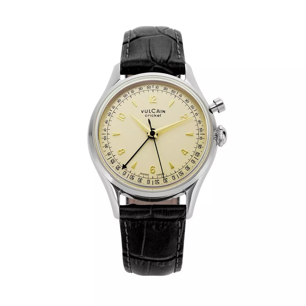 Vulcain Cricket Tradition tradition 39mm Crema 100168A76.BAN248 Manuale 100168A76.BAN248 con bracciale Pelle di vitello nera stampata alligatore