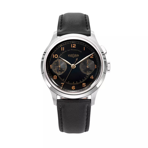 Vulcain Monopusher Nero 650167A08.BAC201 Manuale 650167A08.BAC201 con bracciale Nero tinta unita