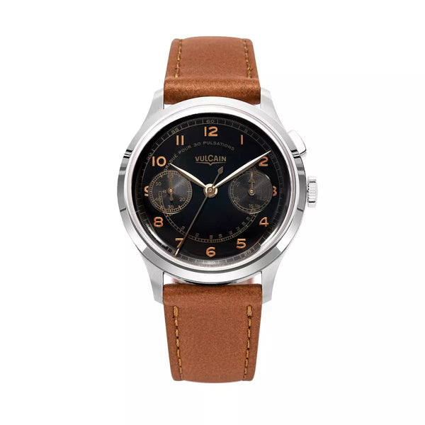 Vulcain Monopusher Nero 650167A08.BAC207 Manuale 650167A08.BAC207 con bracciale Marrone tinta unita