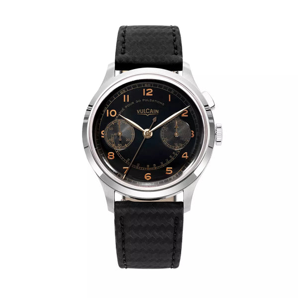 Vulcain Monopusher Nero 650167A08.BAC243 Manuale 650167A08.BAC243 con bracciale Pelle nera carbonio