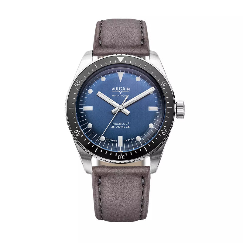 Vulcain Skindiver Nautique Blu Bianco luminova 660170B37.BAC213 Automatico 660170B37.BAC213 con bracciale Grigio