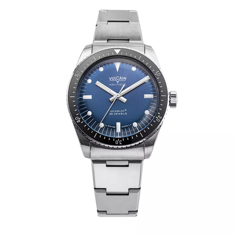 Vulcain Skindiver Nautique Blu Bianco luminova 660170B37.BHM286 Automatico 660170B37.BHM286 con bracciale Acciaio