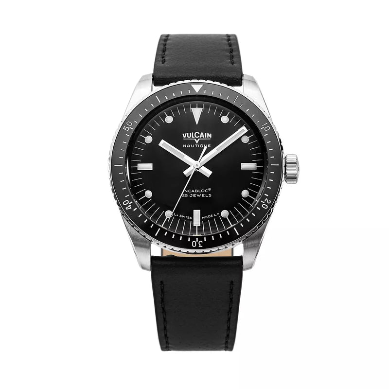 Vulcain Skindiver Nautique Nero Bianco luminova 660170B07.BAC201 Automatico 660170B07.BAC201 con bracciale Nero semplice