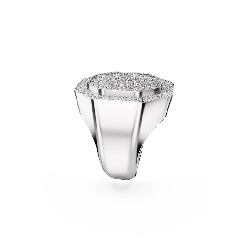 Swarovski anello unisex ottagonale in metallo rodiato con pavé di cristalli 5651369 Variante2