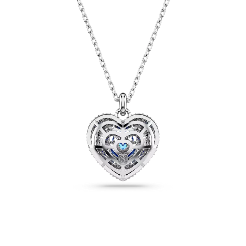 SWAROVSKI Collana con pendente cuore in metallo rodiato e zirconi bianchi e cuore centrale blu 5680403 Variante2