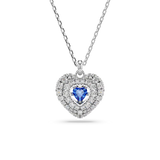 SWAROVSKI Collana con pendente cuore in metallo rodiato e zirconi bianchi e cuore centrale blu 5680403