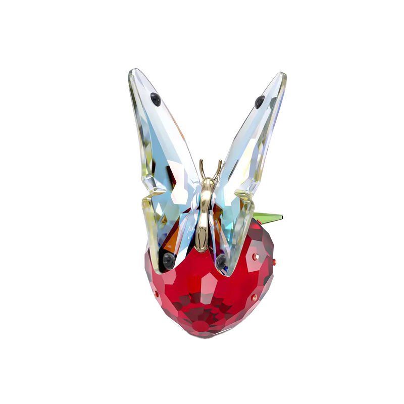 Statuetta in cristallo SWAROVSKI con farfalla posata su una ciliegia rossa 5666846 Variante3