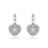 SWAROVSKI Orecchini pendenti con cuore in metallo rodiato e zirconi 5684384