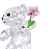 Statuetta in cristallo SWAROVSKI con due orsetti uno con cuore rosso, l’altro con fiore rosa 5558892 Dettaglio1