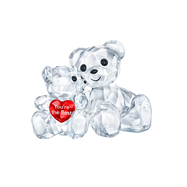 Statuetta in cristallo SWAROVSKI con due orsetti con cuore rosso con scritta "Sei il migliore" 5427994