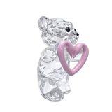 Statuetta in cristallo SWAROVSKI con orsetto che tiene un cuore rosa 5665436 Variante
