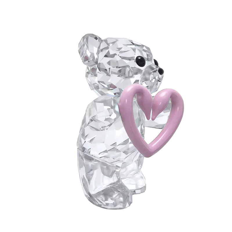 Statuetta in cristallo SWAROVSKI con orsetto che tiene un cuore rosa 5665436 Variante
