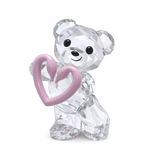 Statuetta in cristallo SWAROVSKI con orsetto che tiene un cuore rosa 5665436