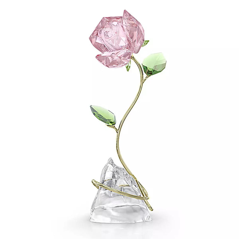 Statuetta in cristallo SWAROVSKI rosa con petali verdi 5666973