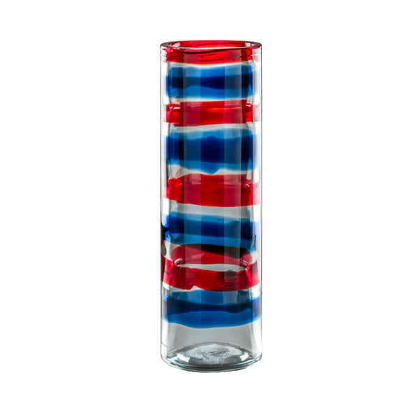 VENINI Vaso Anelli blu, rosso e cristallo in vetro soffiato di Murano 542.00
