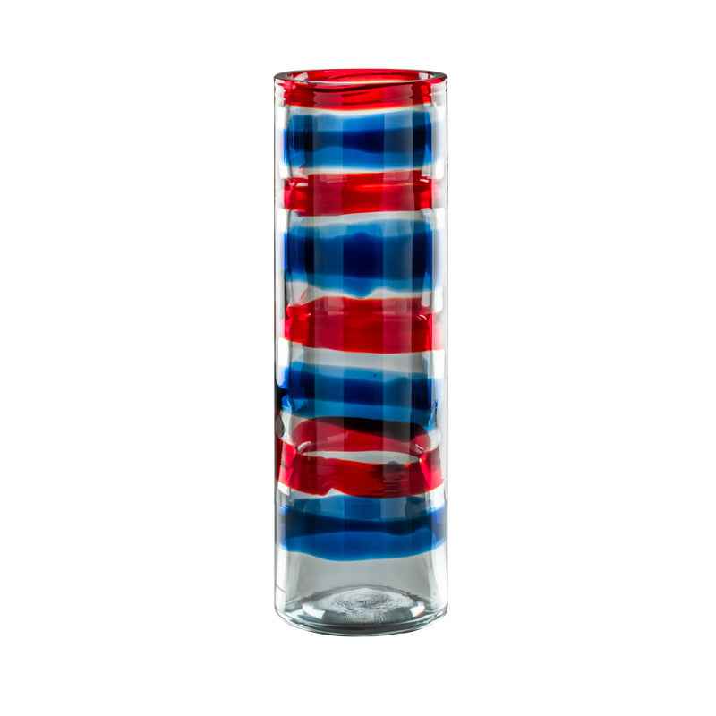 VENINI Vaso Anelli blu, rosso e cristallo in vetro soffiato di Murano 542.00