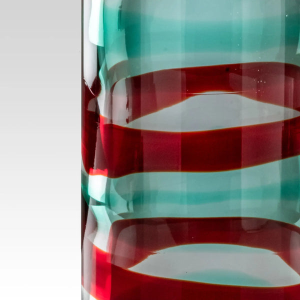 VENINI Vaso Anelli verde menta, rosso e cristallo in vetro soffiato di Murano 542.00 Dettaglio