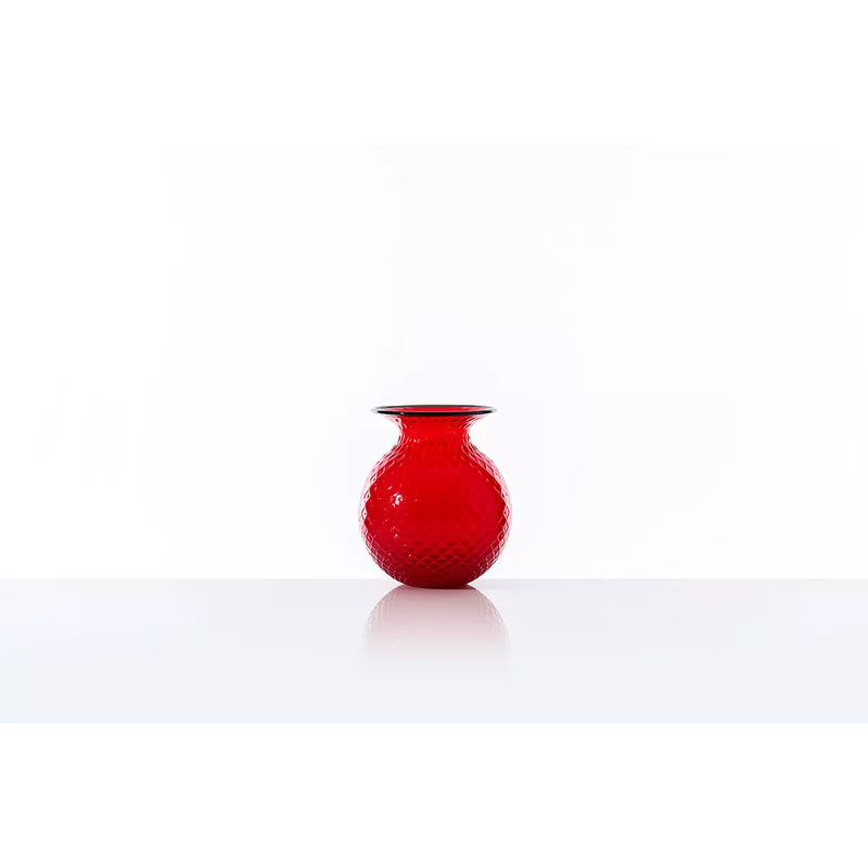 Vaso VENINI Balloton Fiori Mini Rosso con Filo Rosso in Vetro Soffiato di Murano 100.37