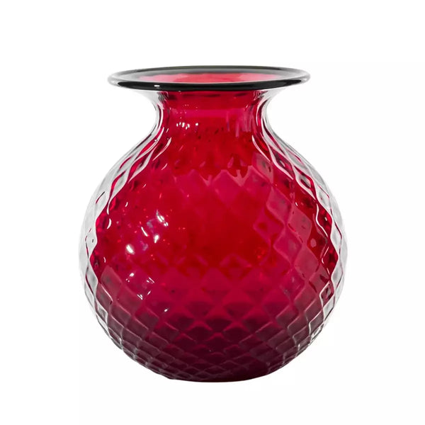 Vaso VENINI Balloton Fiori Mini Rosso con Filo Rosso in Vetro Soffiato di Murano 100.37