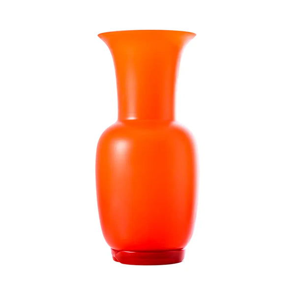 VENINI vaso opalino sabbiato grande arancione in vetro soffiato di Murano 706.24