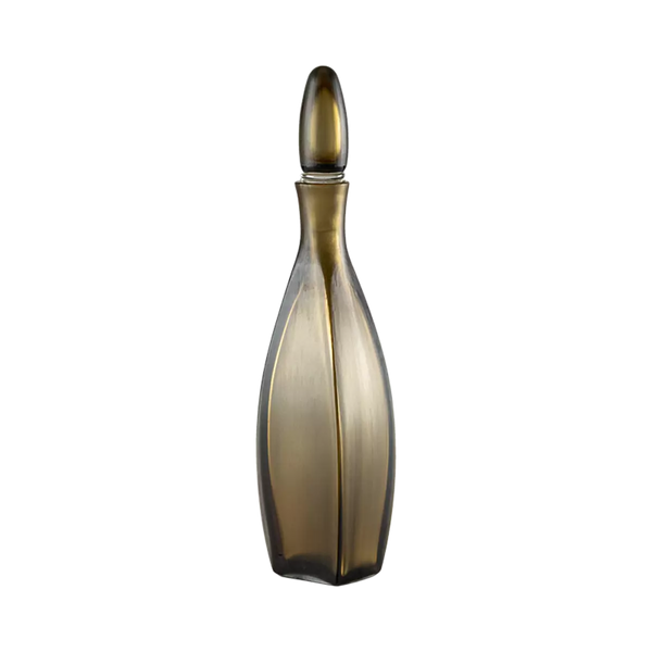 VENINI Bottiglia Incisa in Vetro Soffiato di Murano Color Bronzo 722.24