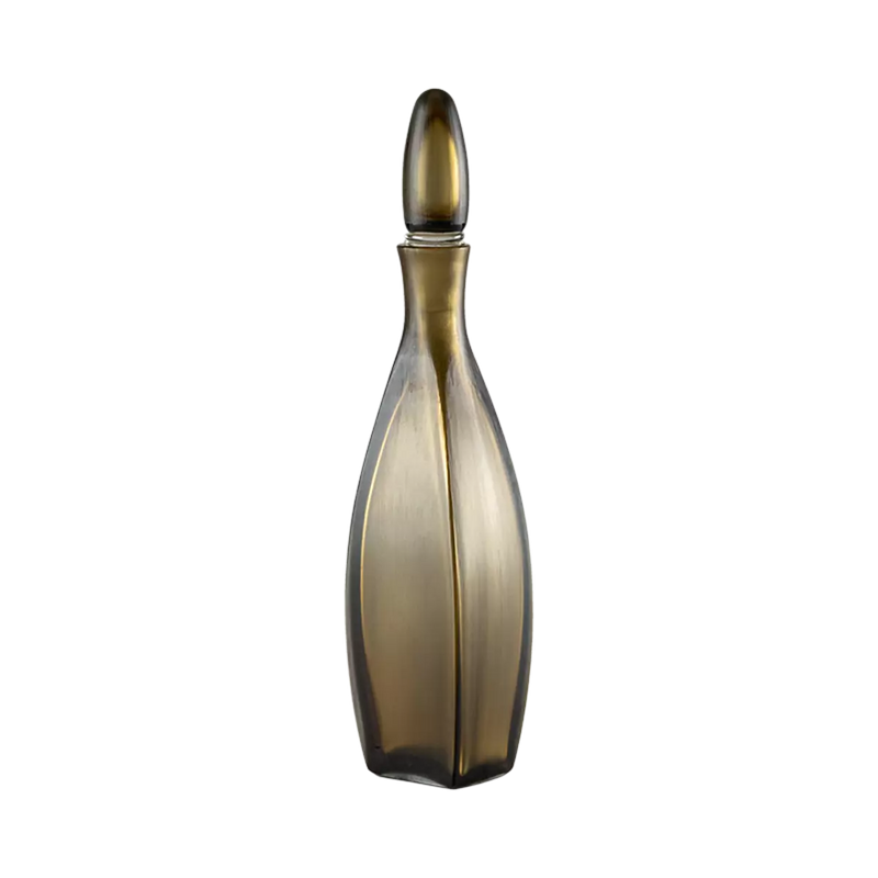 VENINI Bottiglia Incisa in Vetro Soffiato di Murano Color Bronzo 722.24