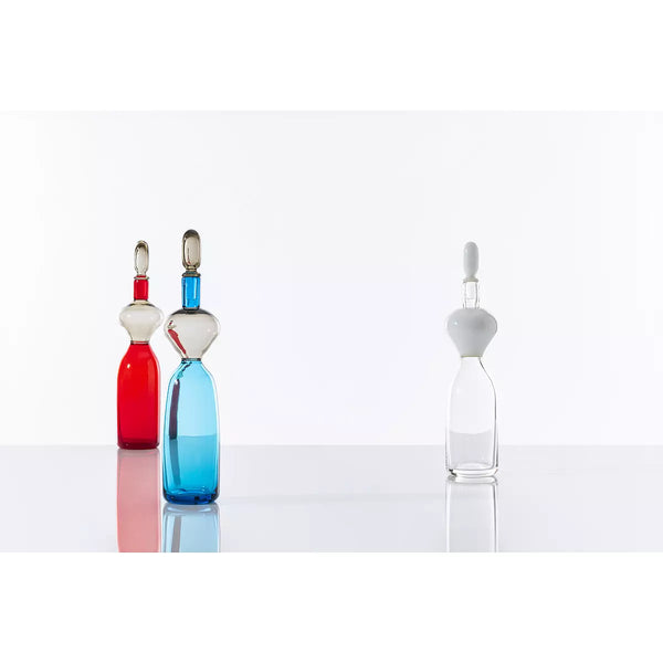 VENINI Bottiglia Vecchia Dama Talpa e Acquamare di Gio Ponti in Vetro Soffiato di Murano 526.19 Variante