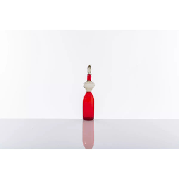 VENINI Bottiglia Vecchia Dama Talpa e Rossa di Gio Ponti in Vetro Soffiato di Murano 526.19